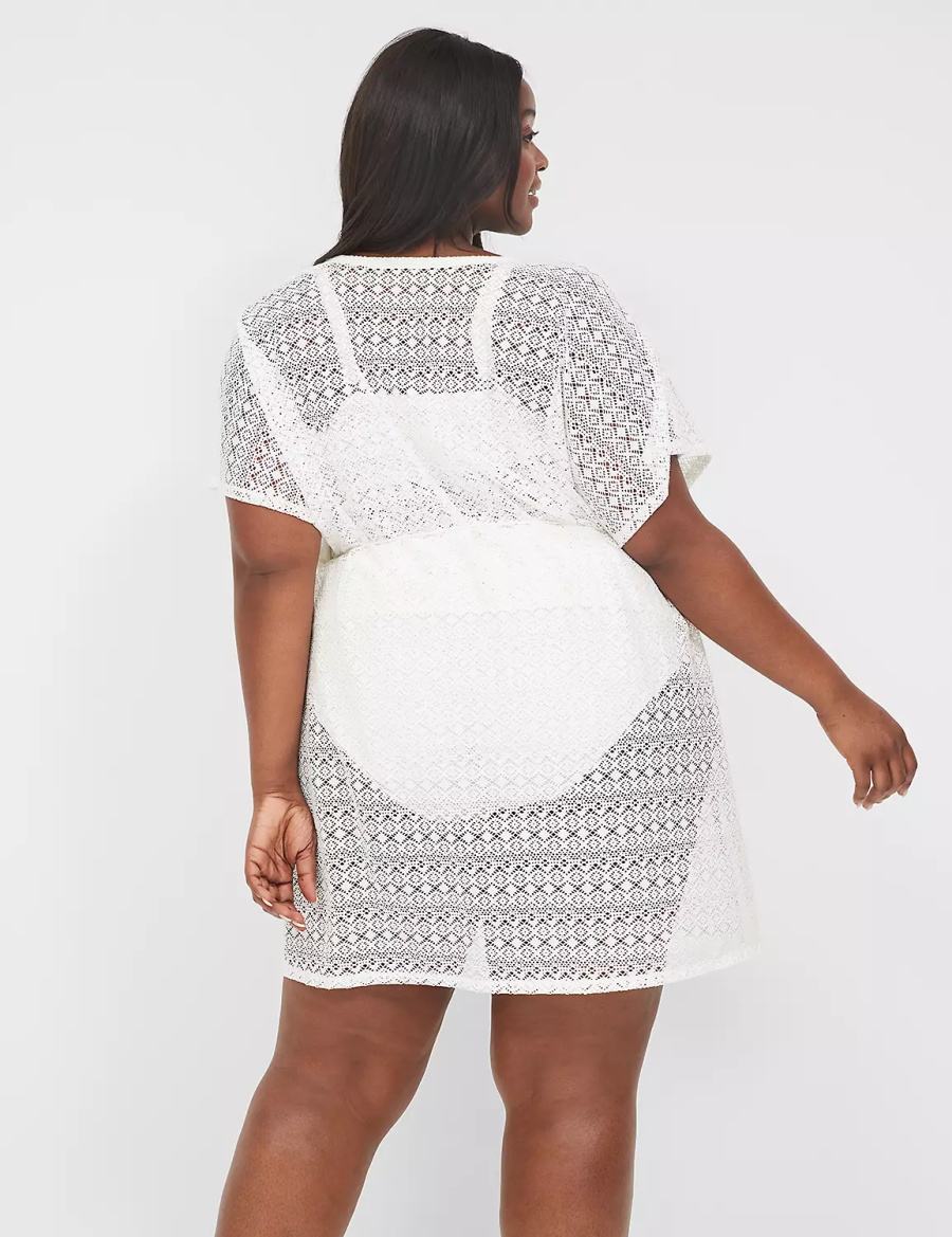 Lane Bryant Crochet Women Cover Ups White | OVC3242ZO