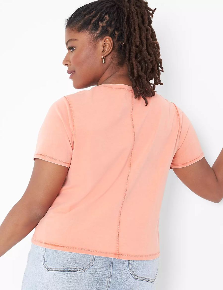 Lane Bryant Crop Crew-Neck Washed Tee Women T Shirts Orange | HEQ7157CA