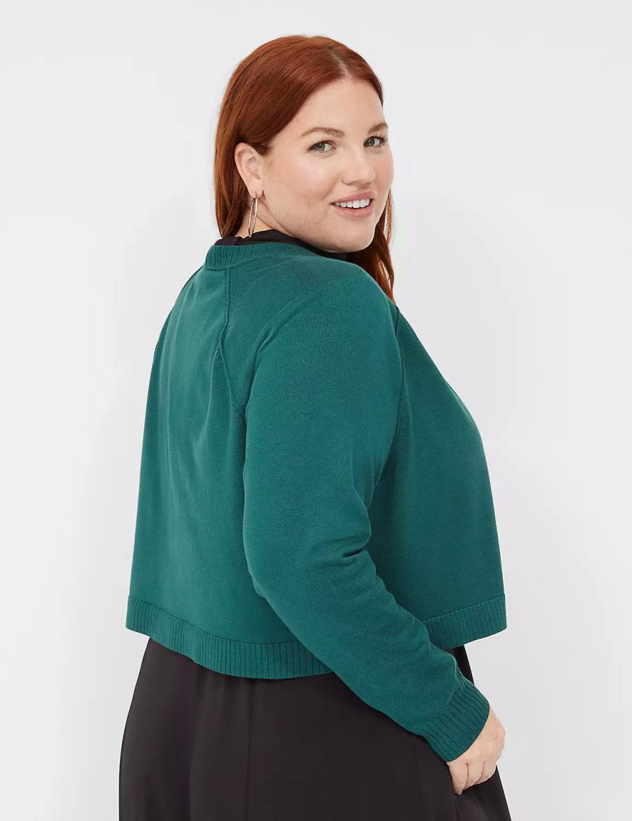 Lane Bryant Crop Open-Front Shrug Women Sweaters Green | GWH3660DG