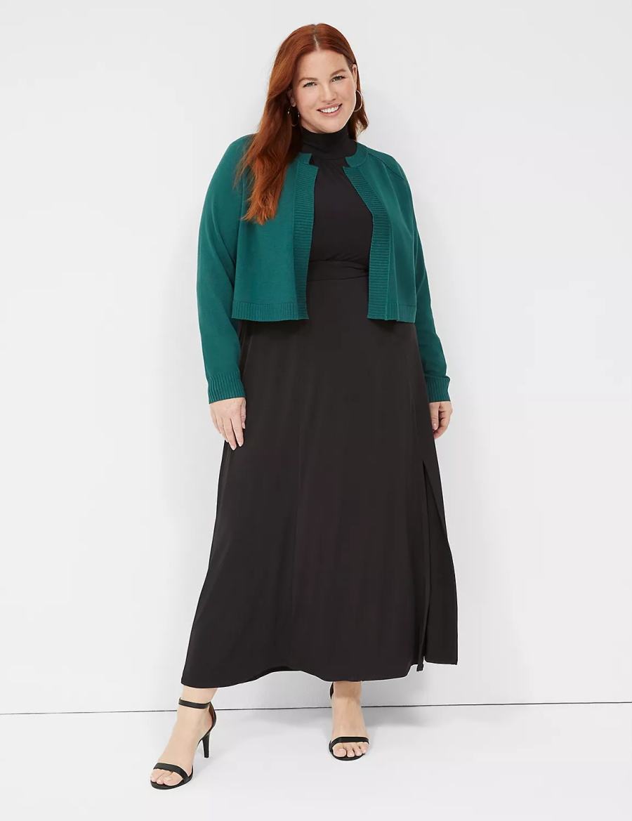 Lane Bryant Crop Open-Front Shrug Women Sweaters Green | GWH3660DG