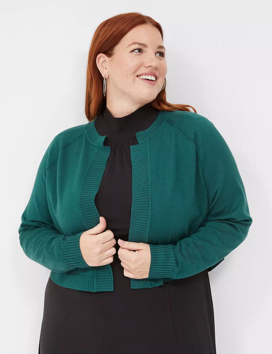 Lane Bryant Crop Open-Front Shrug Women Sweaters Green | GWH3660DG