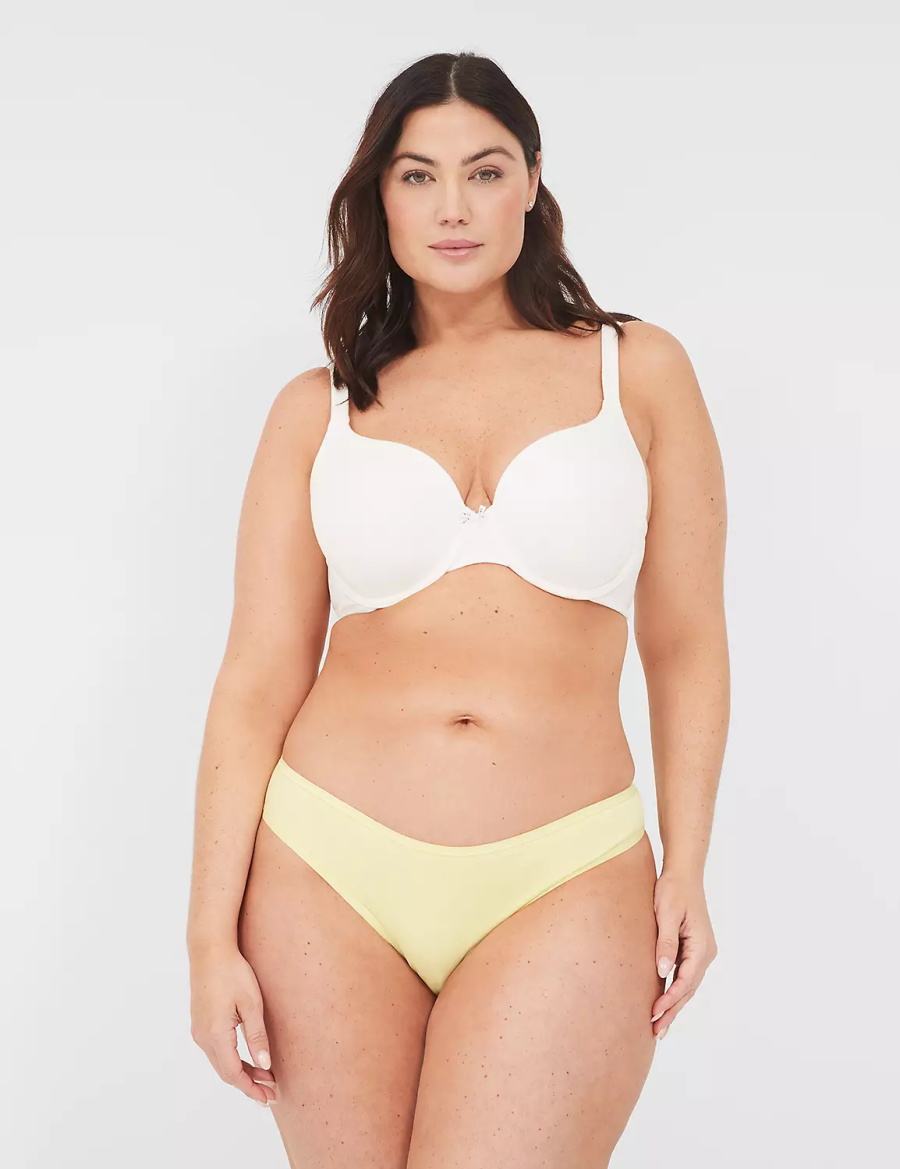 Lane Bryant Crush Cotton Dipped Tanga Women Briefs Yellow | RST2625VK