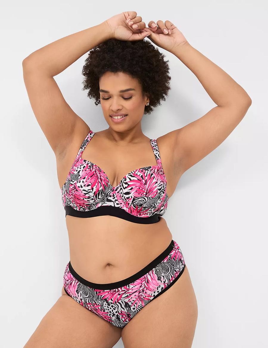 Lane Bryant Crush Microfiber Ruched-Back Women Cheeky Panty Pink | FVU2459OF