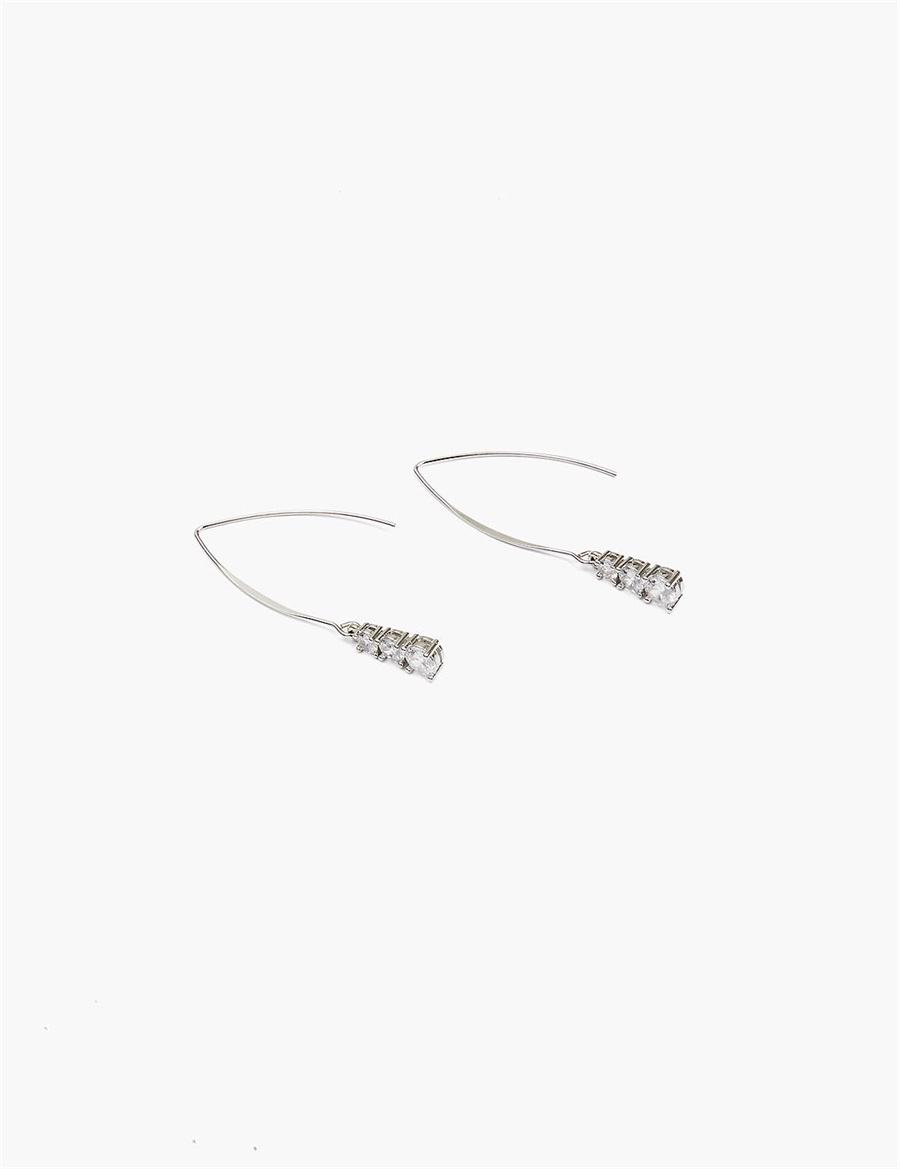 Lane Bryant Crystal Wire Drop Women Earrings Silver | HVR6694AN