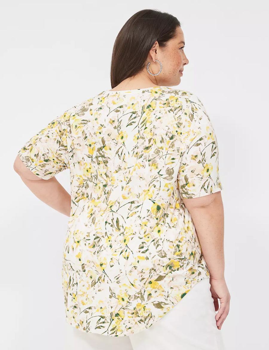 Lane Bryant Curved-Hem Perfect Sleeve Tee Women T Shirts Yellow | VMC4254NJ