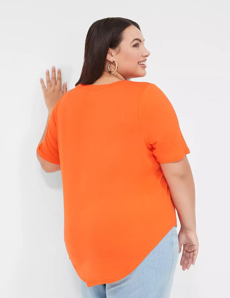 Lane Bryant Curved-Hem Perfect Sleeve Tee Women T Shirts Light Red | VHH8881JI