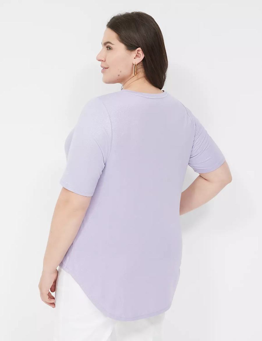 Lane Bryant Curved-Hem Perfect Sleeve Tee Women T Shirts Purple | TYB3183VA