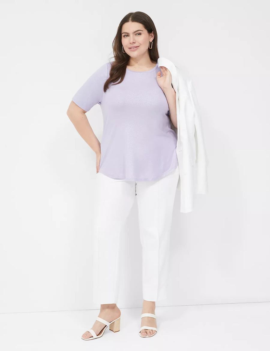 Lane Bryant Curved-Hem Perfect Sleeve Tee Women T Shirts Purple | TYB3183VA