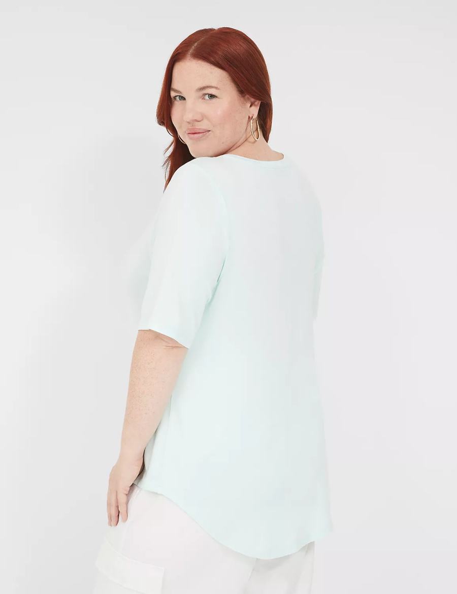 Lane Bryant Curved-Hem Perfect Sleeve Tee Women T Shirts Light Green | DHH3998UX