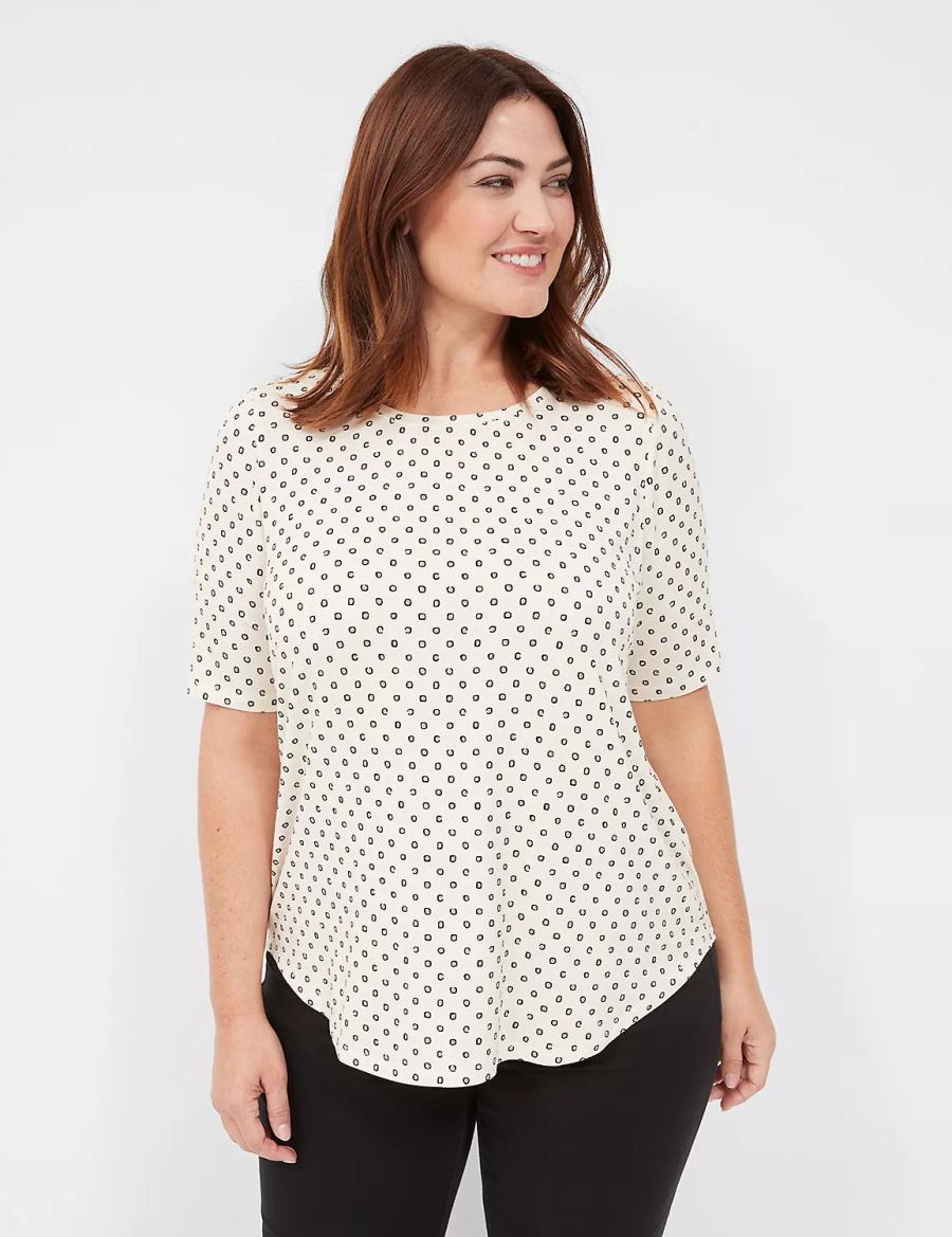 Lane Bryant Curved-Hem Perfect Sleeve Tee Women T Shirts White | CJK8261GH