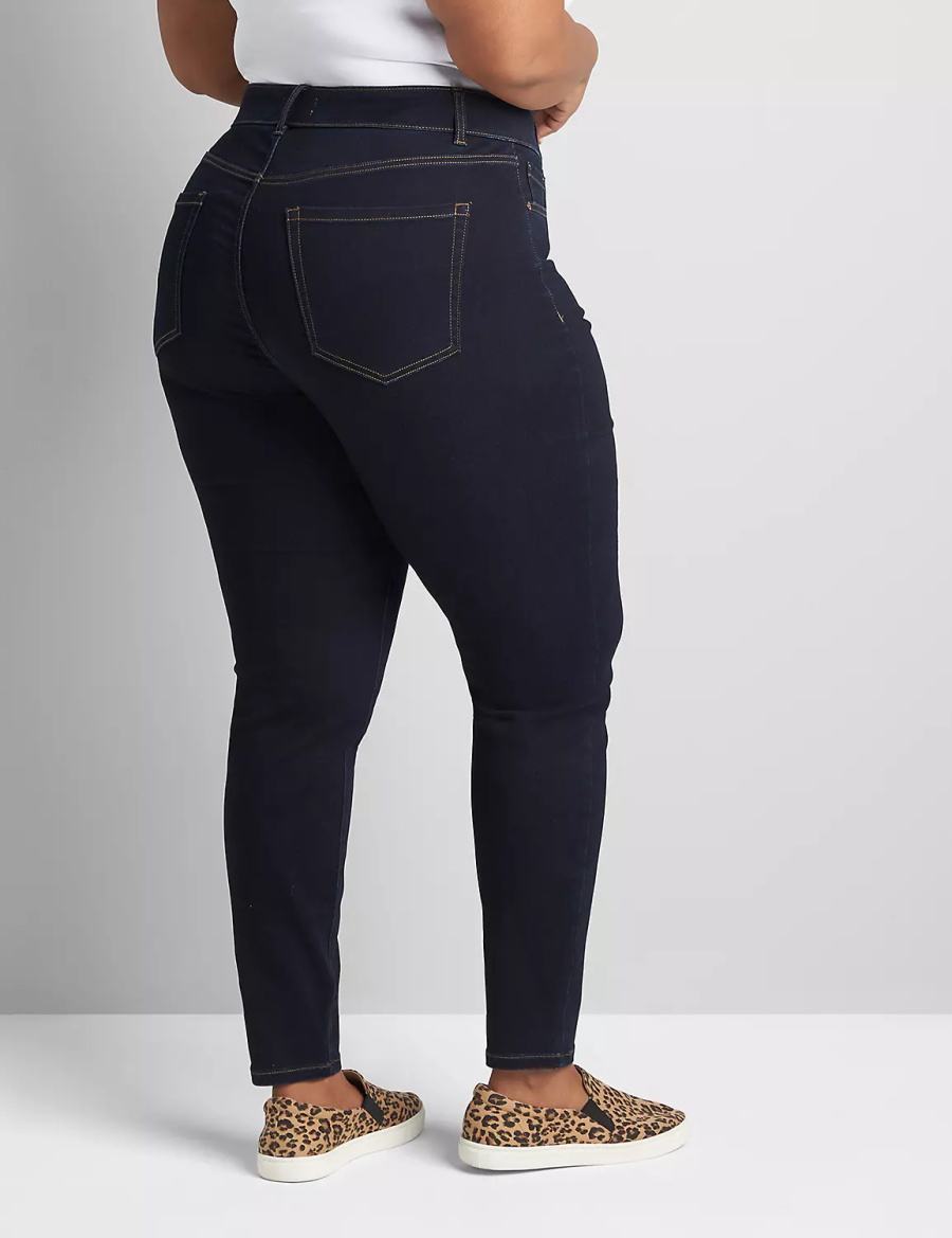 Lane Bryant Curvy Fit High-Rise Sateen Skinny Women Jeans Dark Blue | YUH9435MN