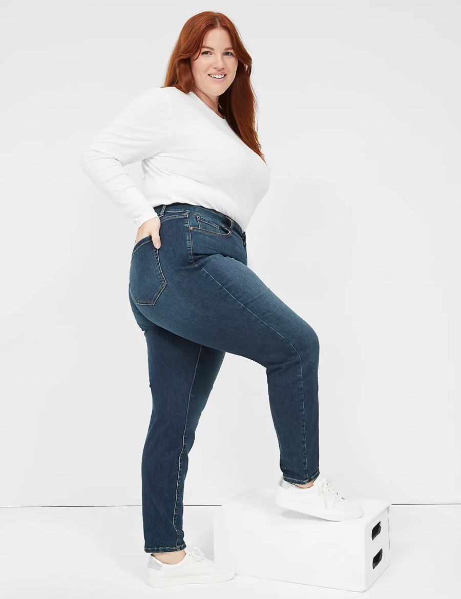 Lane Bryant Curvy Fit High-Rise Skinny Women Jeans Dark Blue | HQA8515TA