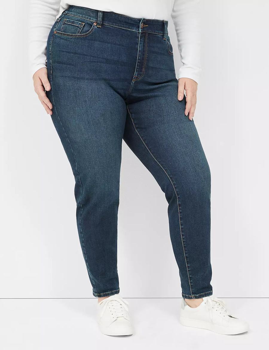 Lane Bryant Curvy Fit High-Rise Skinny Women Jeans Dark Blue | HQA8515TA