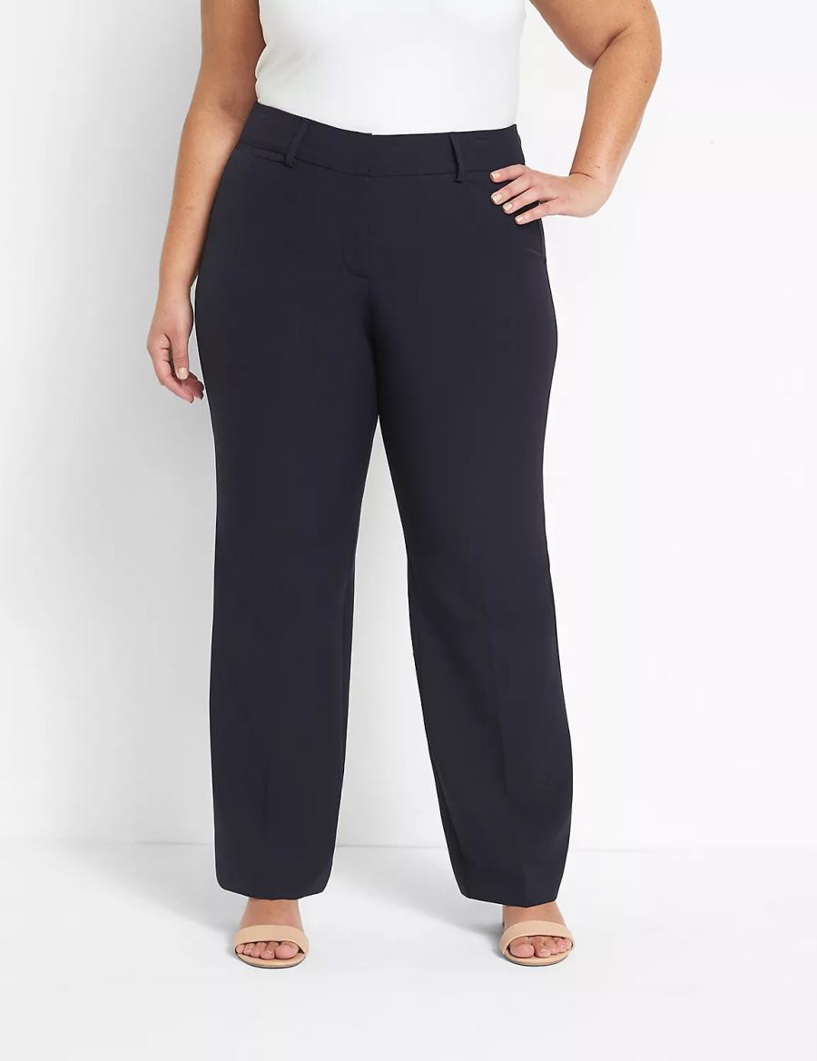 Lane Bryant Curvy Fit Perfect Drape Straight Women Pants Blue | HIR5339AI