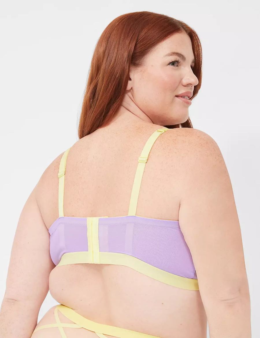 Lane Bryant Delicate Lace Peek-A-Boo No-Wire Women Bralettes Purple | FIG8183MJ