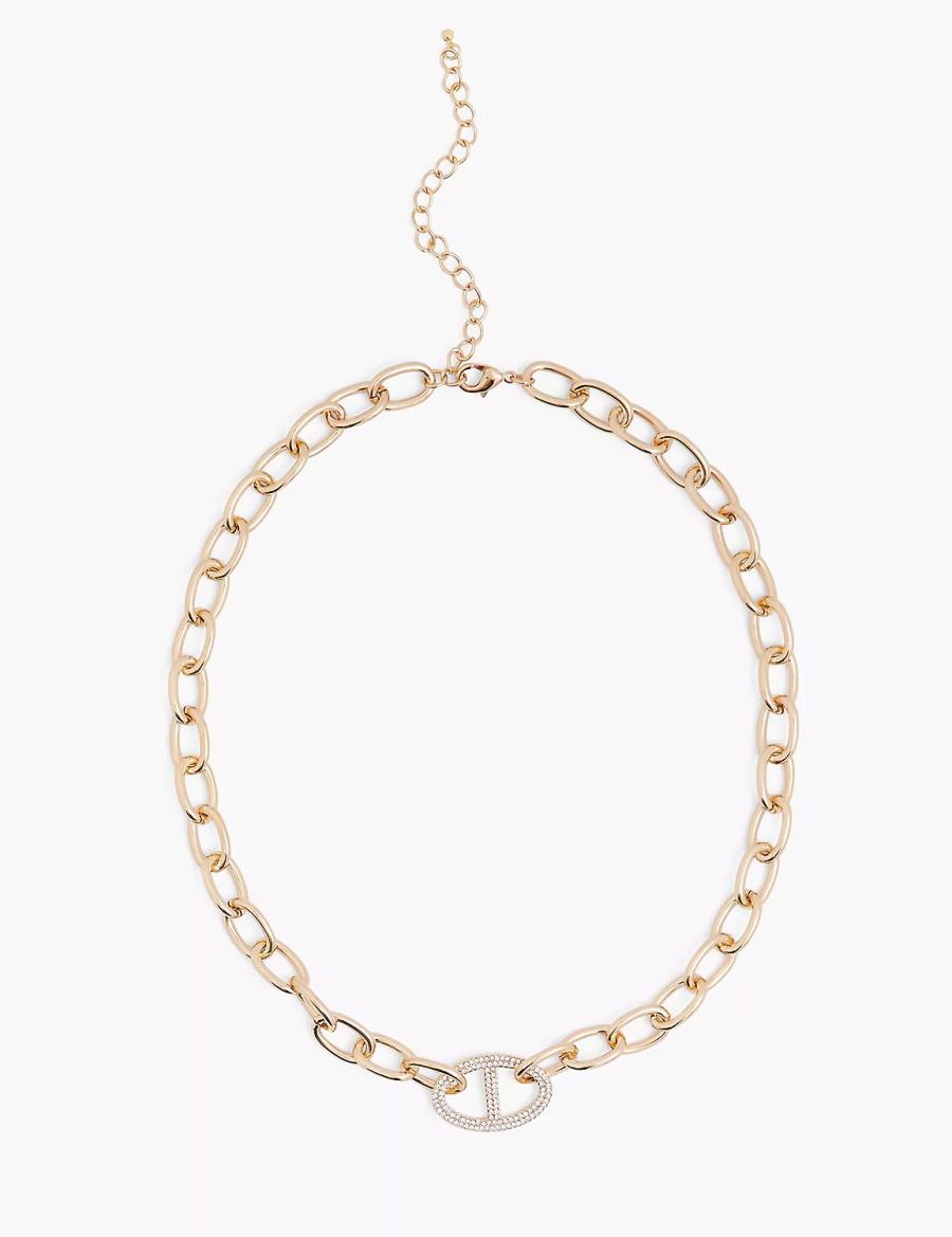 Lane Bryant Demi-Fine Pave Women Chain Necklace Gold | GQW5947XN