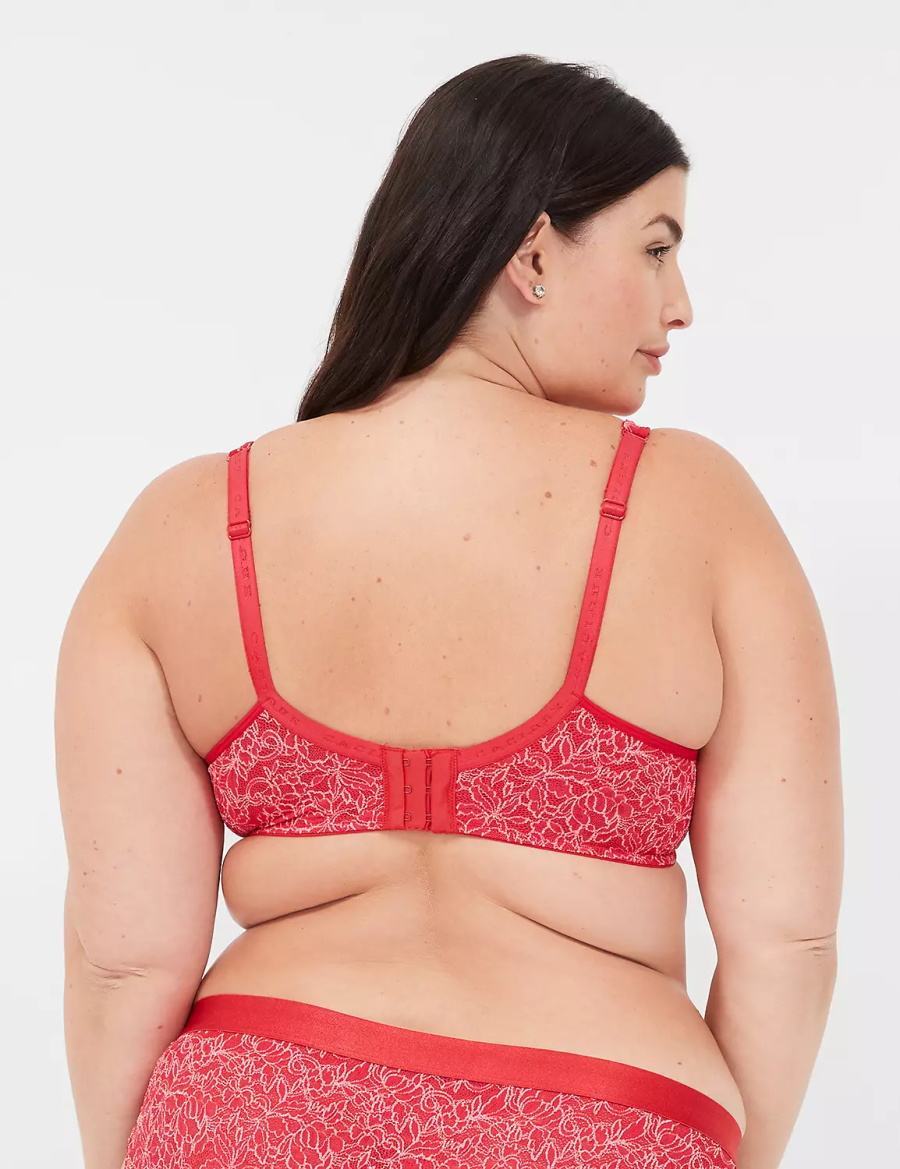 Lane Bryant Demi with Lace Women Unlined Bra Red | PZC1623LF