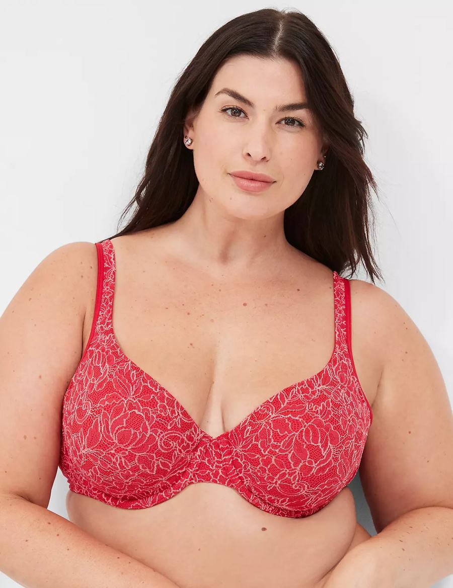 Lane Bryant Demi with Lace Women Unlined Bra Red | PZC1623LF