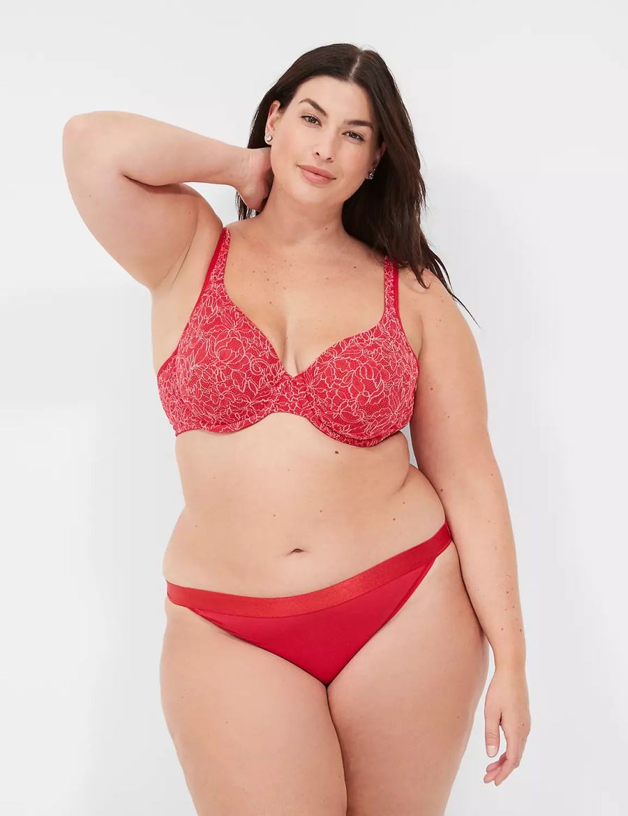 Lane Bryant Demi with Lace Women Unlined Bra Red | PZC1623LF