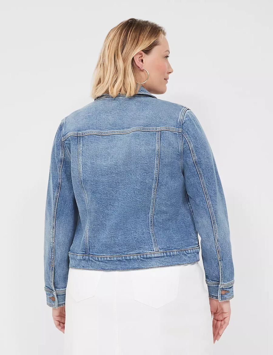 Lane Bryant Denim Women Jackets Blue | FXJ3837MX