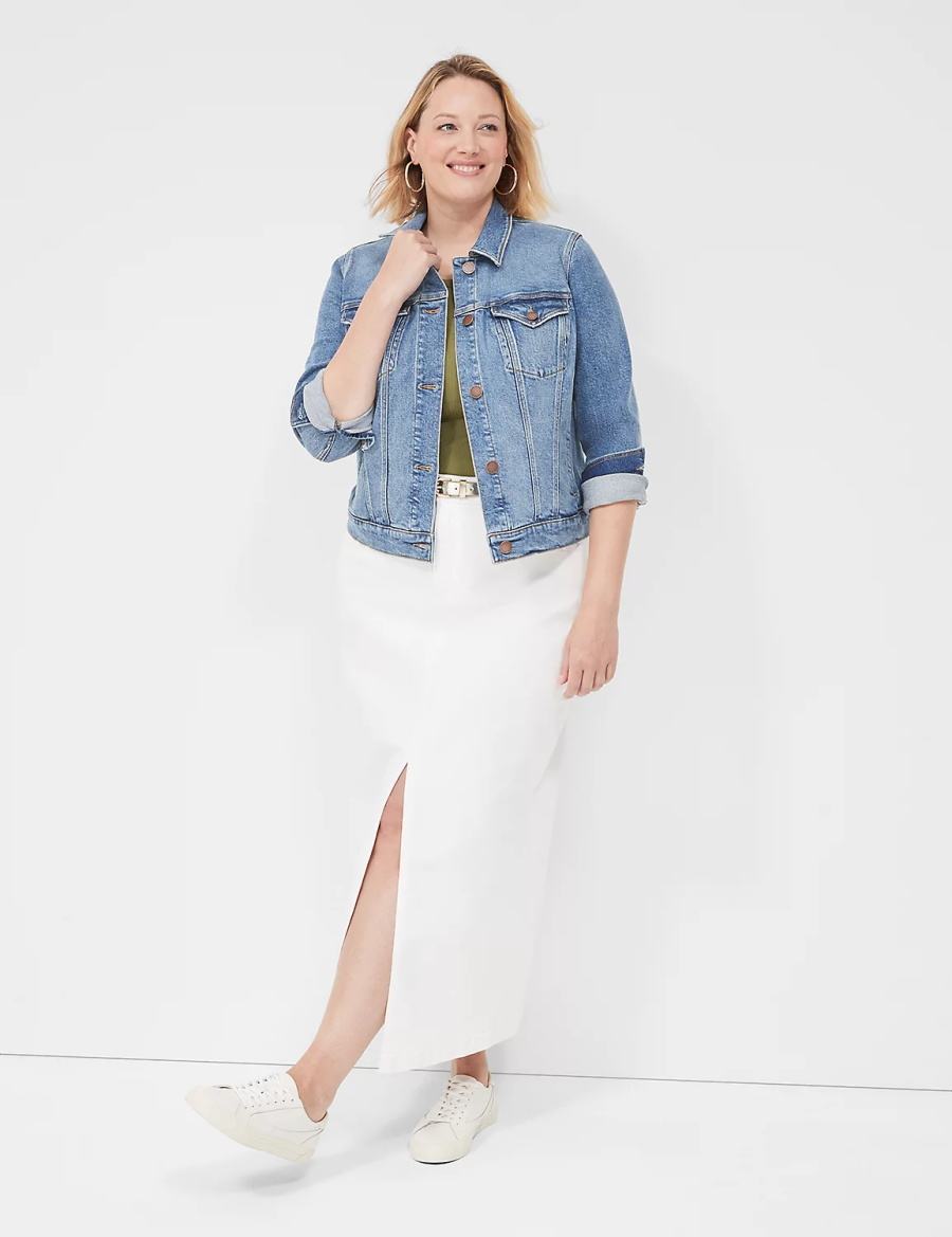 Lane Bryant Denim Women Jackets Blue | FXJ3837MX