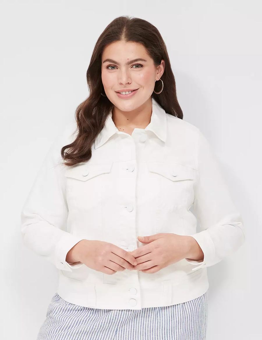 Lane Bryant Denim Women Jackets White | BED8918TA