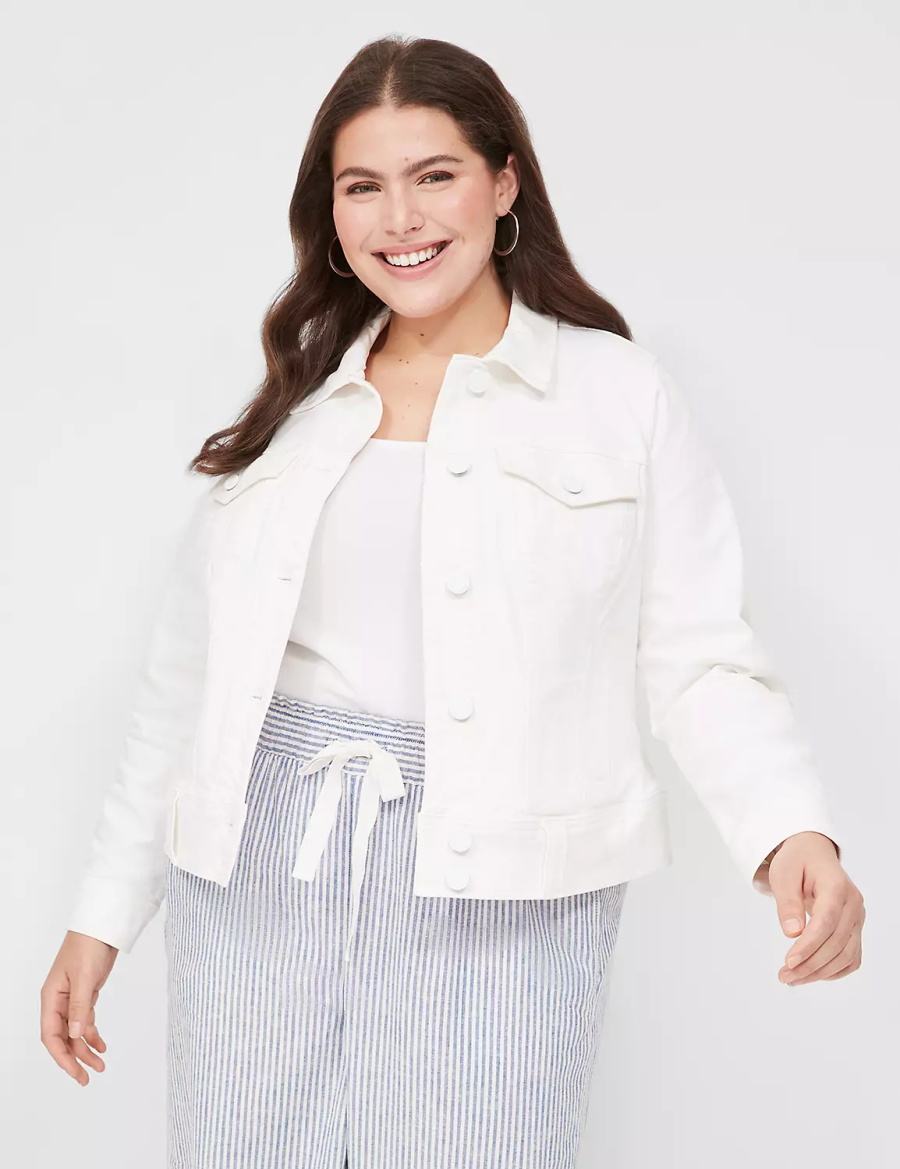 Lane Bryant Denim Women Jackets White | BED8918TA