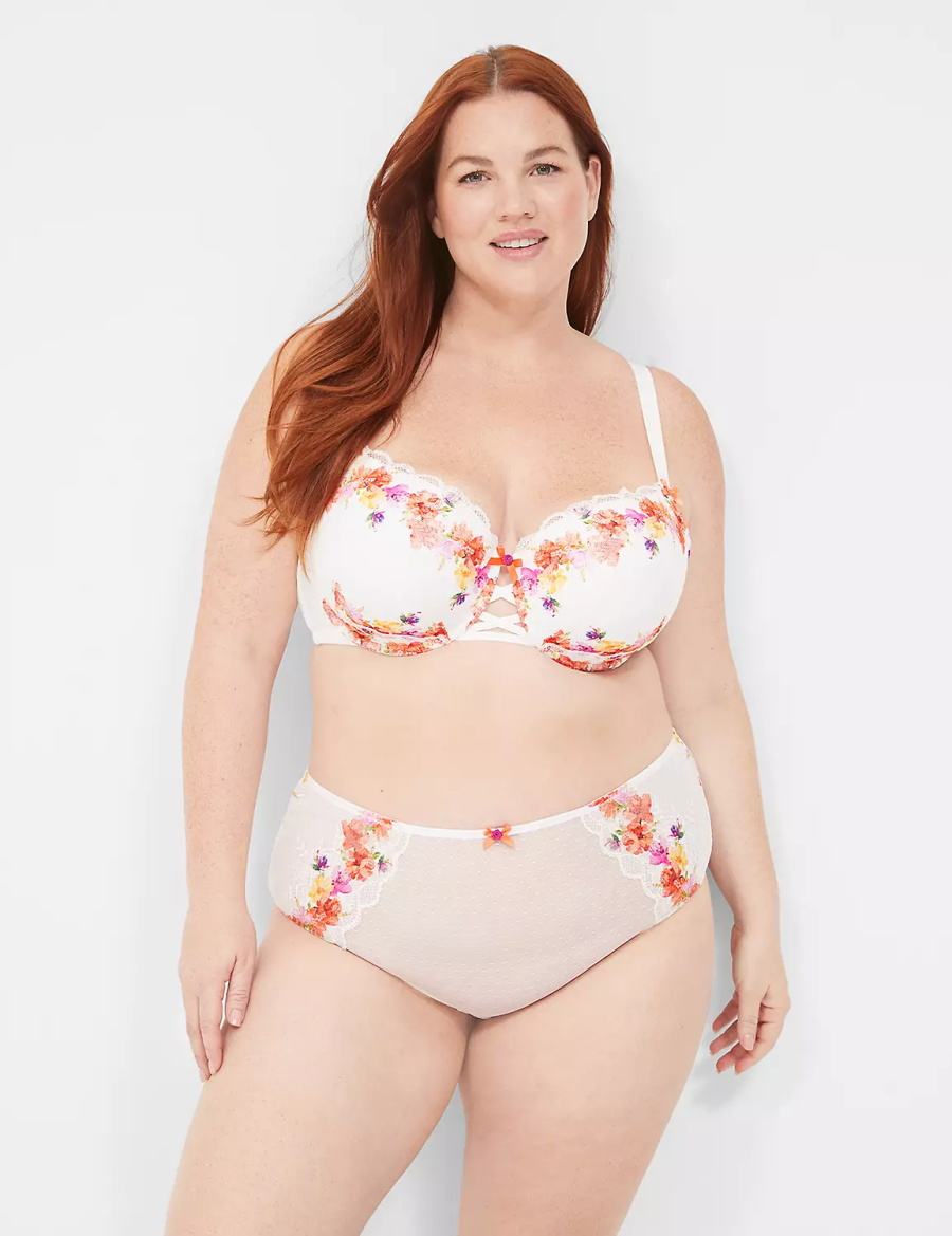 Lane Bryant Digital Print Lace Women Briefs White | JDE6476EN