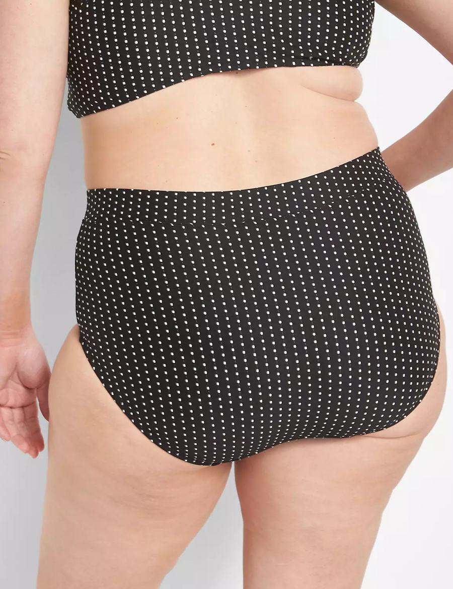 Lane Bryant Dot Texture Swim Women Briefs Black | YEO6139ZB