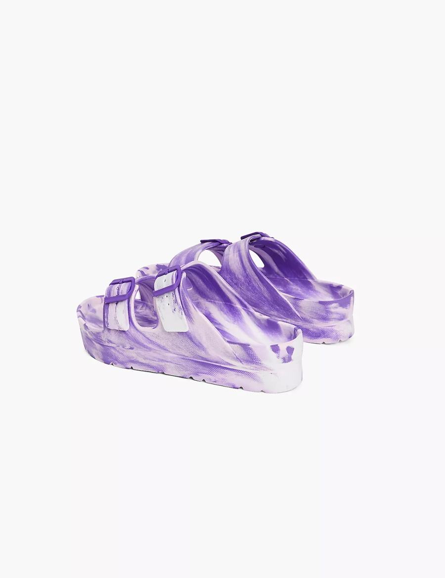 Lane Bryant Double-Band Women Slide Sandals Purple | LIT8382MC