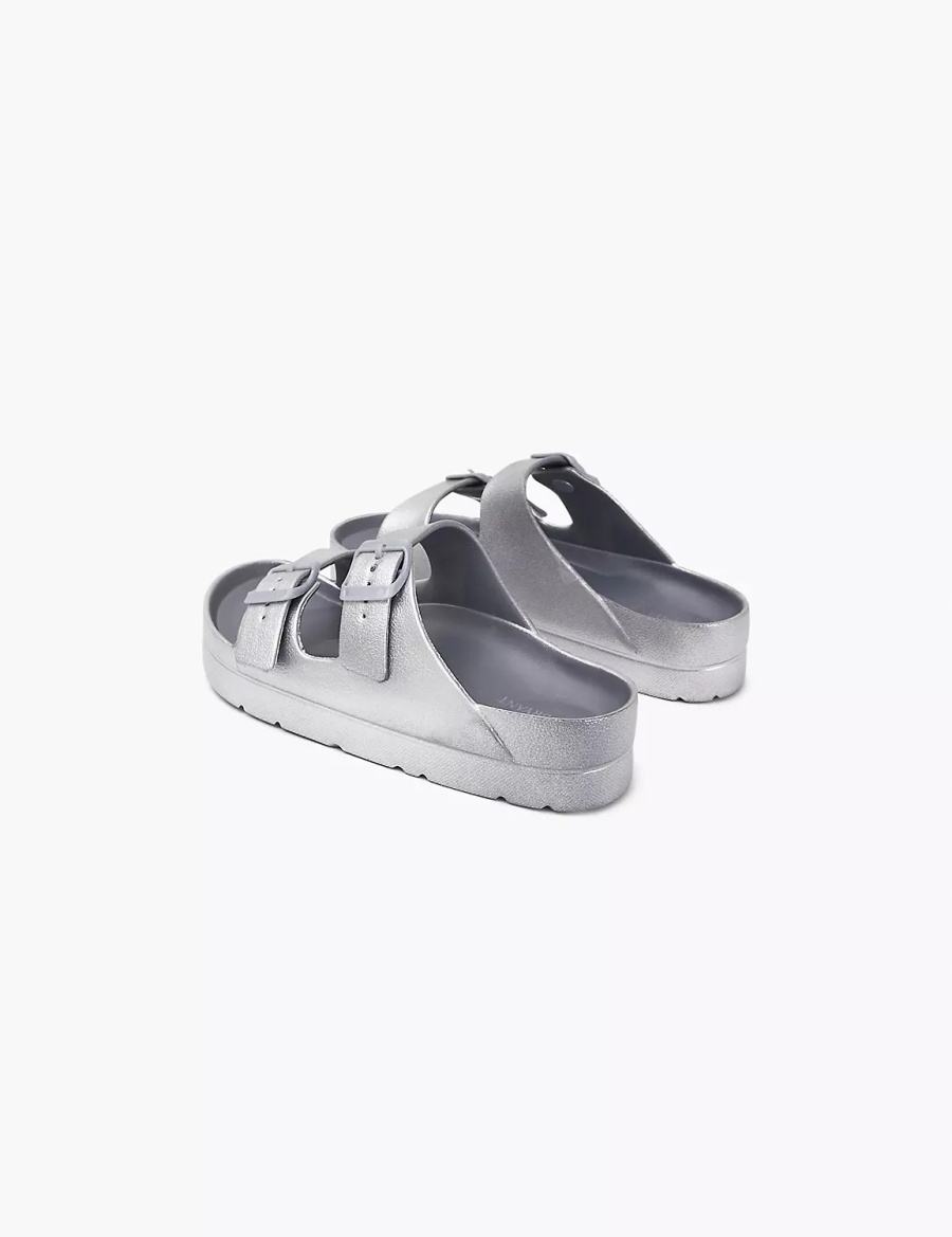 Lane Bryant Double-Band Women Slide Sandals Grey | SYQ2597PF