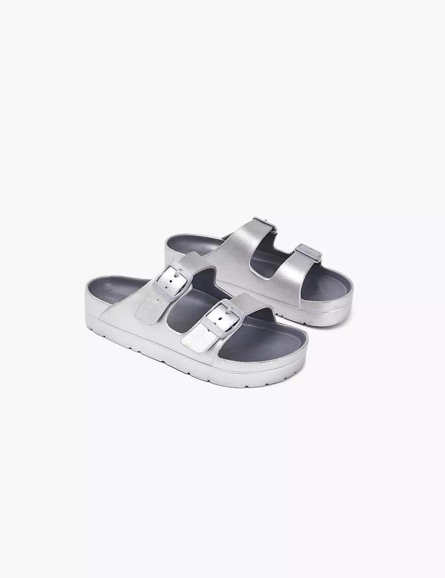 Lane Bryant Double-Band Women Slide Sandals Grey | SYQ2597PF