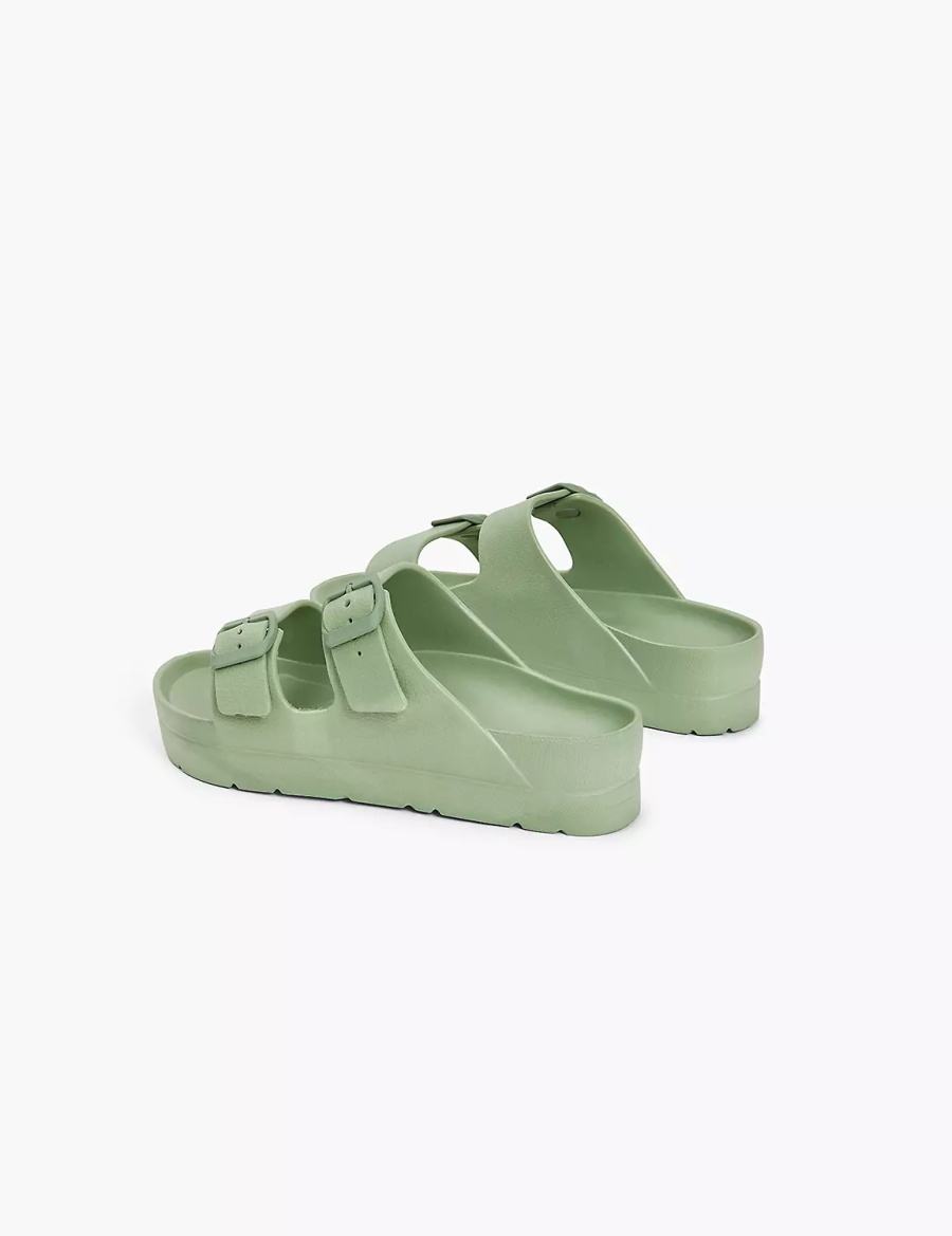 Lane Bryant Double-Band Women Slide Sandals Green | ATA1988HM