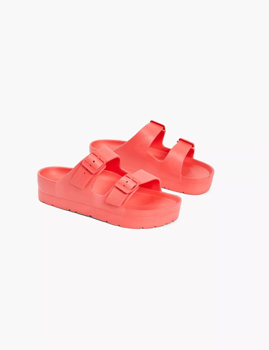 Lane Bryant Double-Band Women Slide Sandals Coral | OGD2791SJ