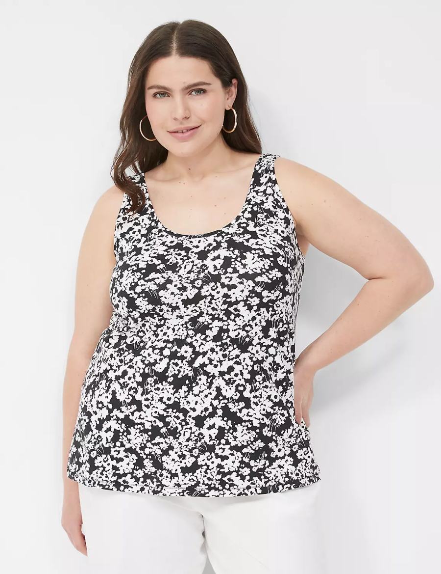 Lane Bryant Double Scoop Women Tank Top Black | QQX9446AE