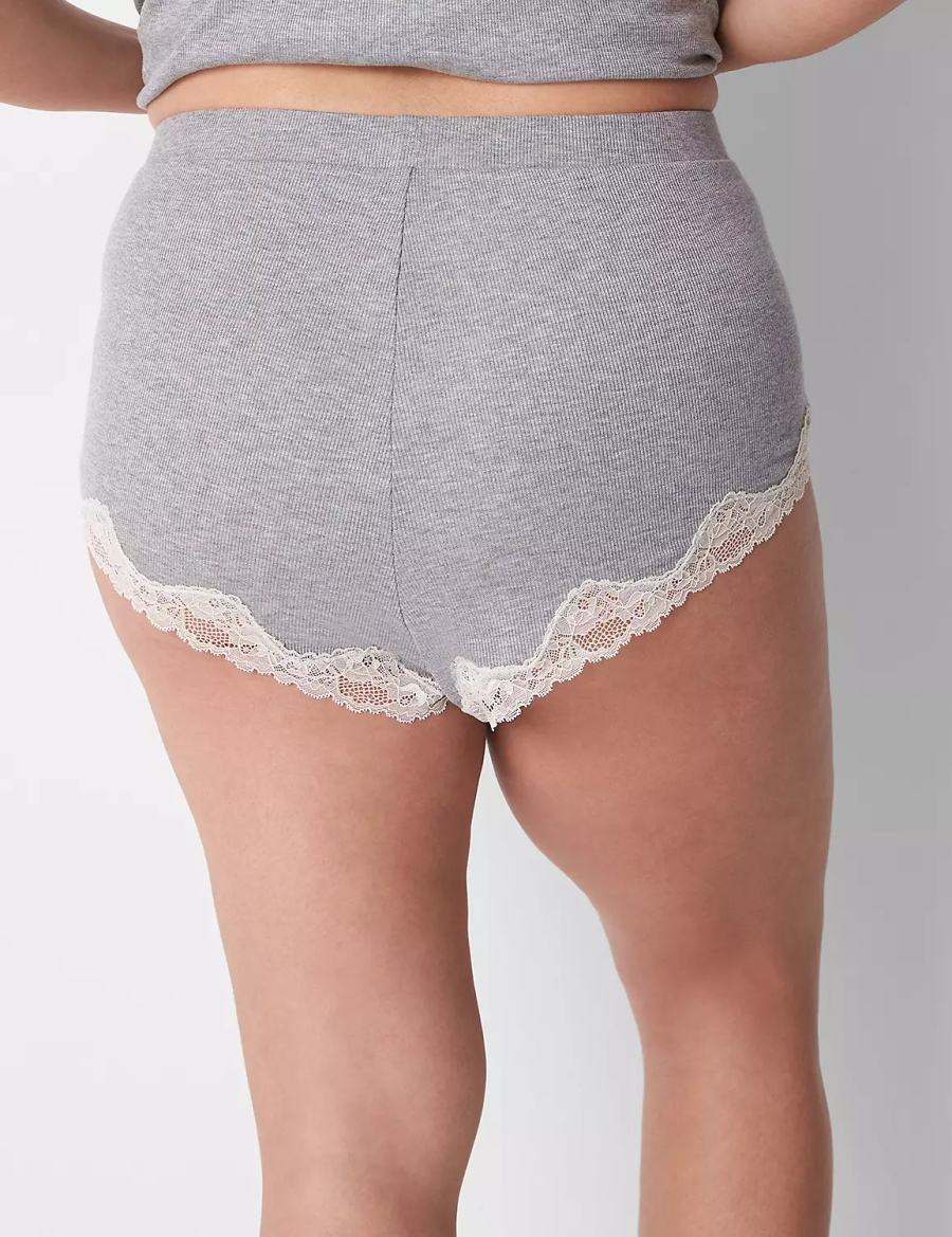 Lane Bryant Drapey Rib Sleep Cheeky Women Shorts Light Grey | WWG4435CA