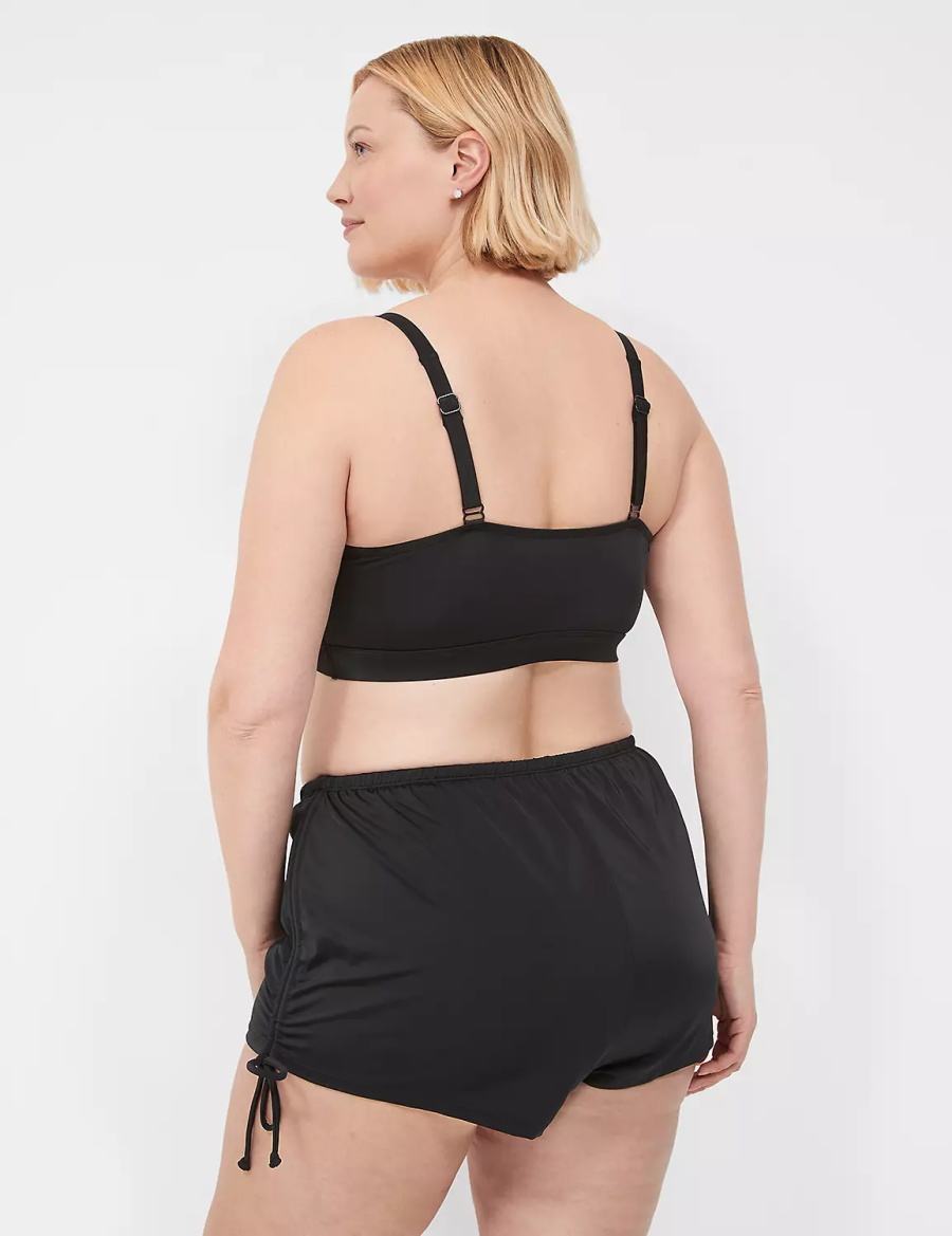 Lane Bryant Drawstring Swim Women Skirts Black | RJP2988DX