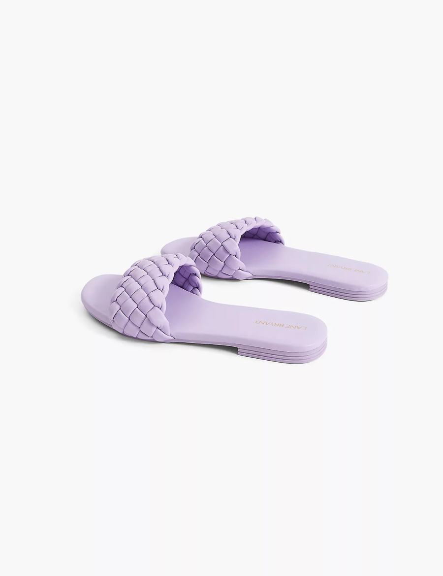 Lane Bryant Dream Cloud Braided Faux-Leather Women Slide Sandals Purple | TEK9749WG