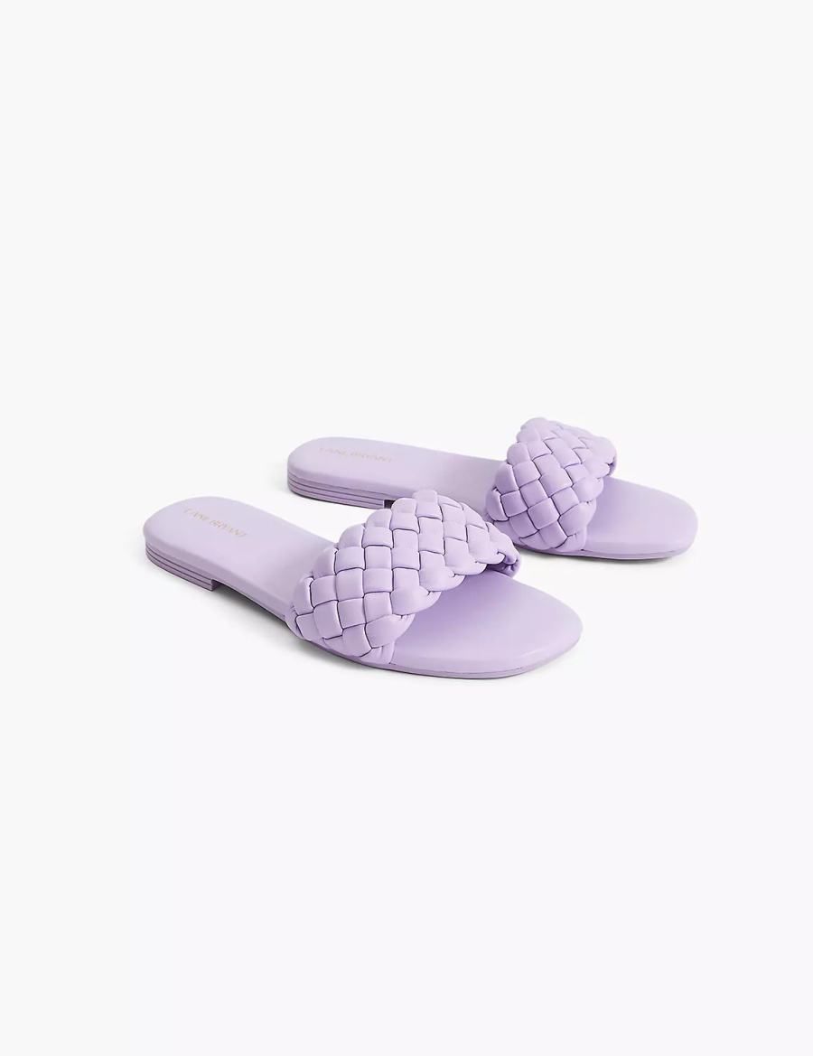 Lane Bryant Dream Cloud Braided Faux-Leather Women Slide Sandals Purple | TEK9749WG