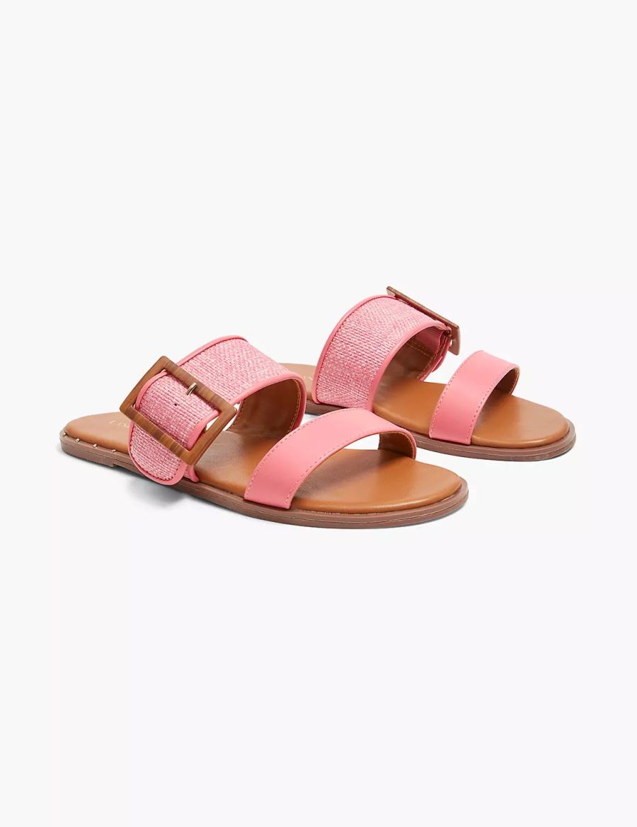 Lane Bryant Dream Cloud Buckle Slip-On Women Flat Sandals Coral | NLQ6835ME