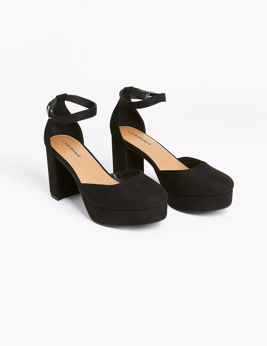 Lane Bryant Dream Cloud Closed-Toe Platform Block Heel Women Heels Sandals Black | QER369WD