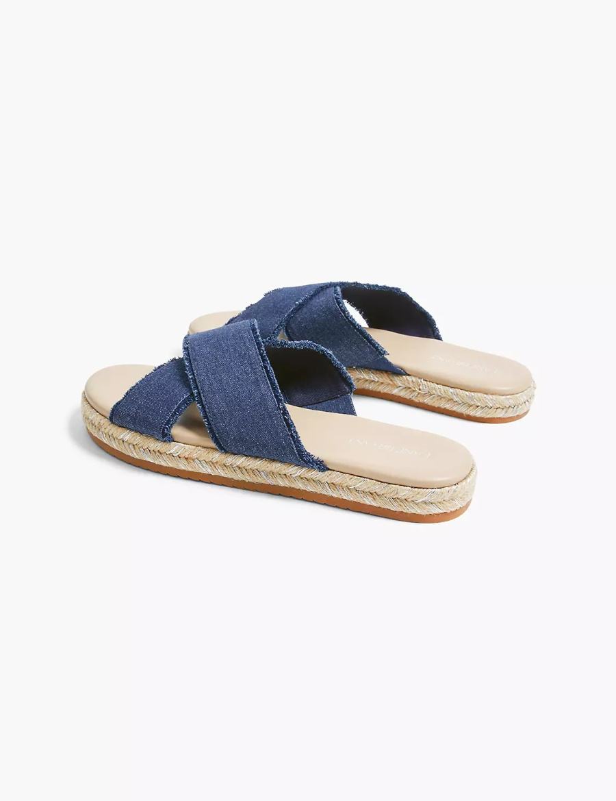 Lane Bryant Dream Cloud Criss-Cross Espadrille Women Slide Sandals Navy | BJK4345LL