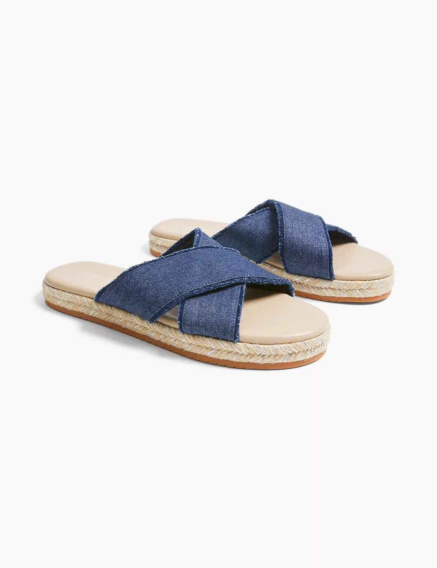 Lane Bryant Dream Cloud Criss-Cross Espadrille Women Slide Sandals Navy | BJK4345LL