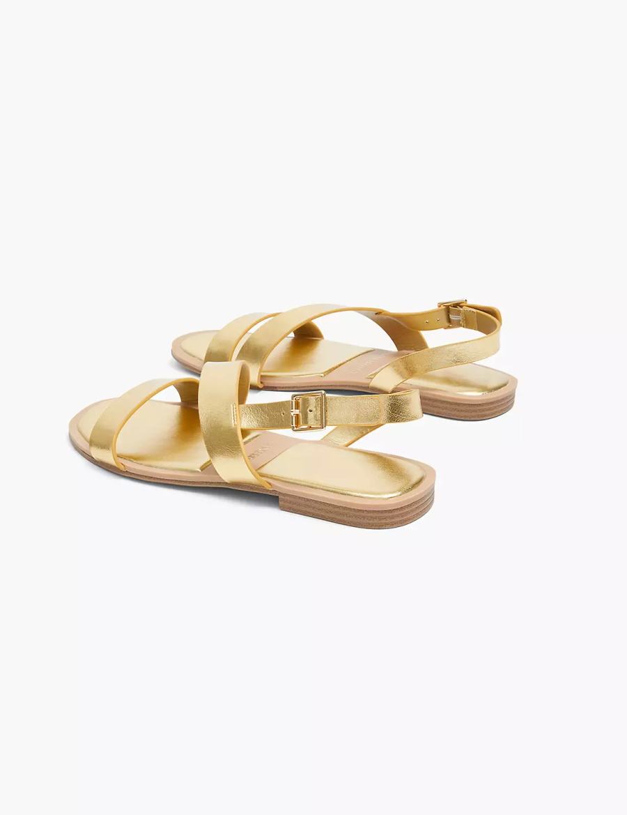 Lane Bryant Dream Cloud Double-Band Faux-Leather Women Flat Sandals Gold | SLM8647IP