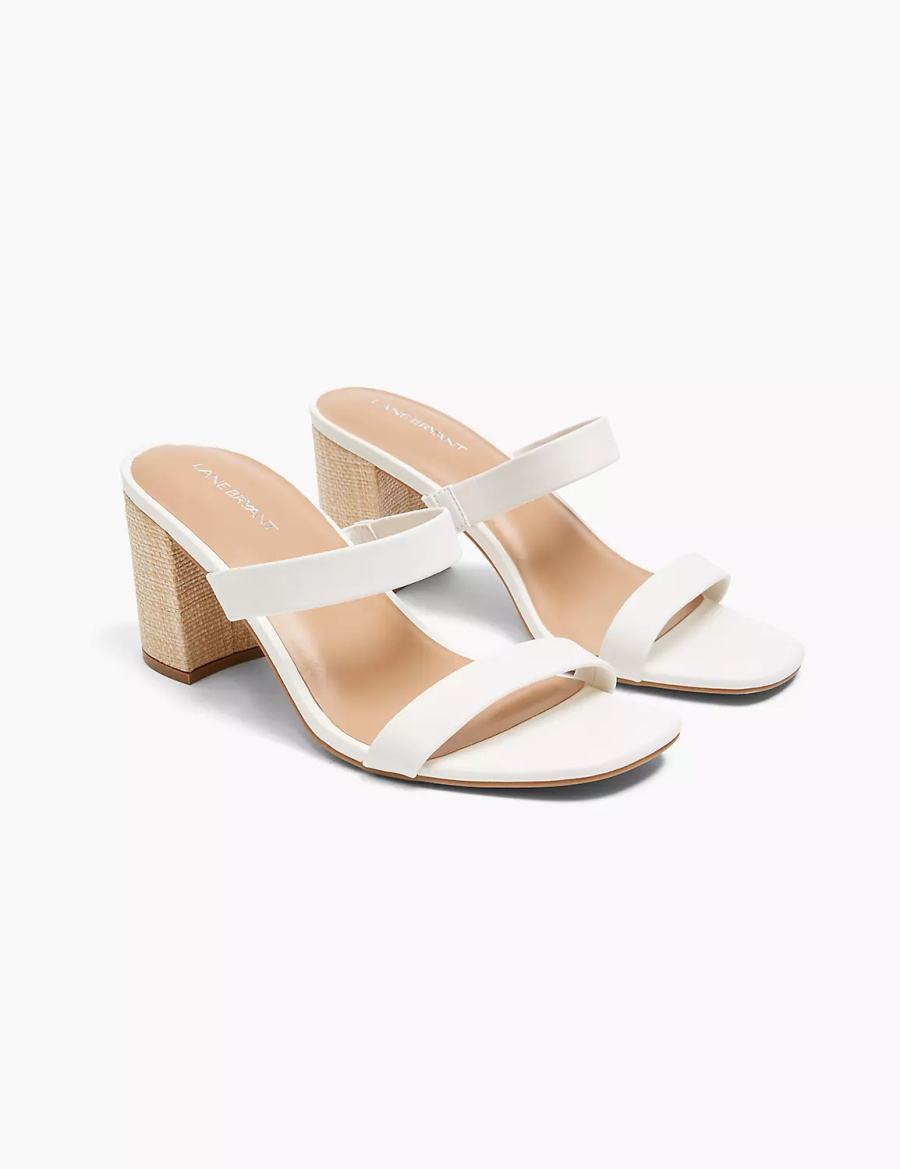 Lane Bryant Dream Cloud Double-Band Low Block Heel Women Heels Sandals White Rose | BIQ2729KR