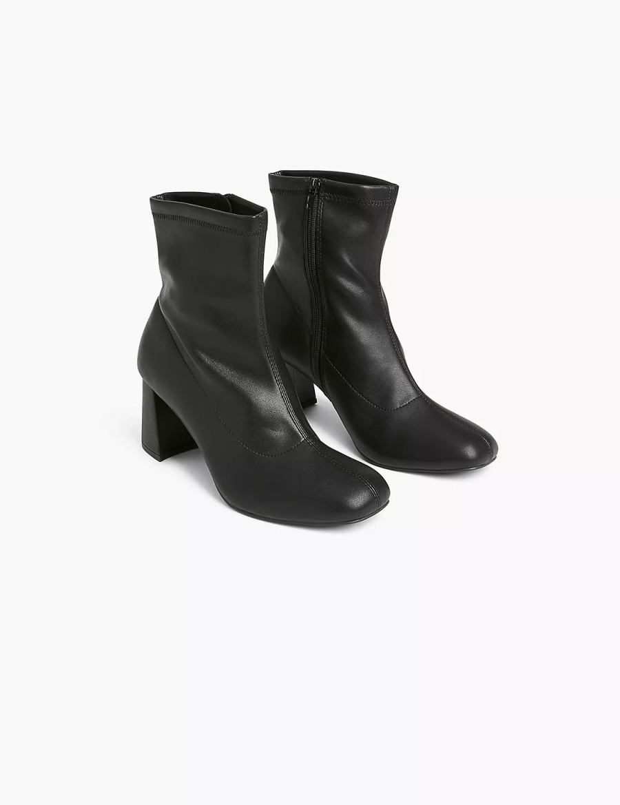 Lane Bryant Dream Cloud Faux-Leather Dressy Women Booties Black | EAV2745BH