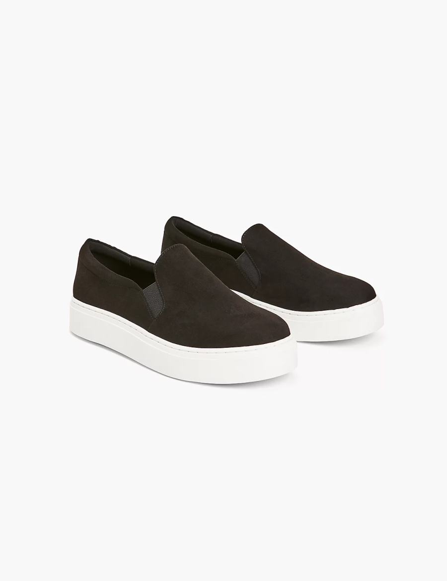 Lane Bryant Dream Cloud Faux-Suede Slip-On Women Sneakers Black | COD514CA