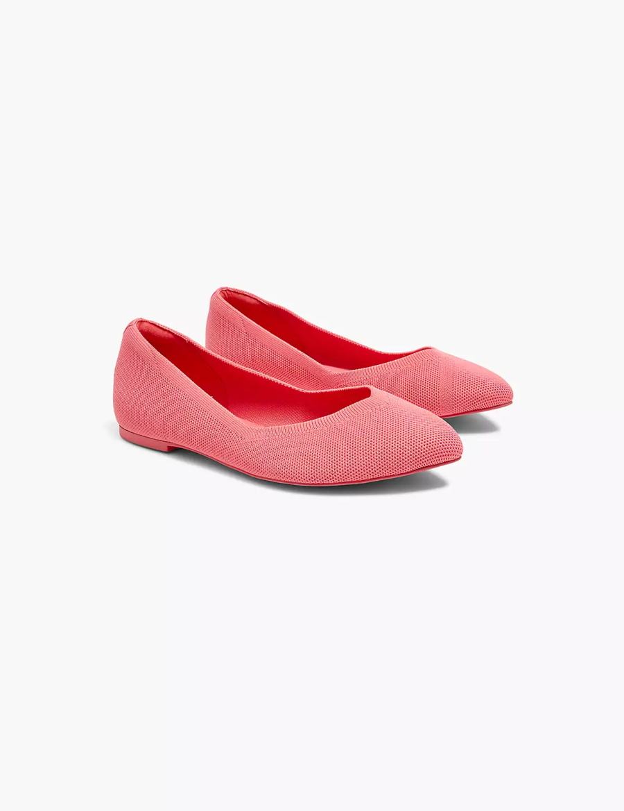 Lane Bryant Dream Cloud Pointed Toe Knit Women Ballet Flats Coral | SGB5259WI