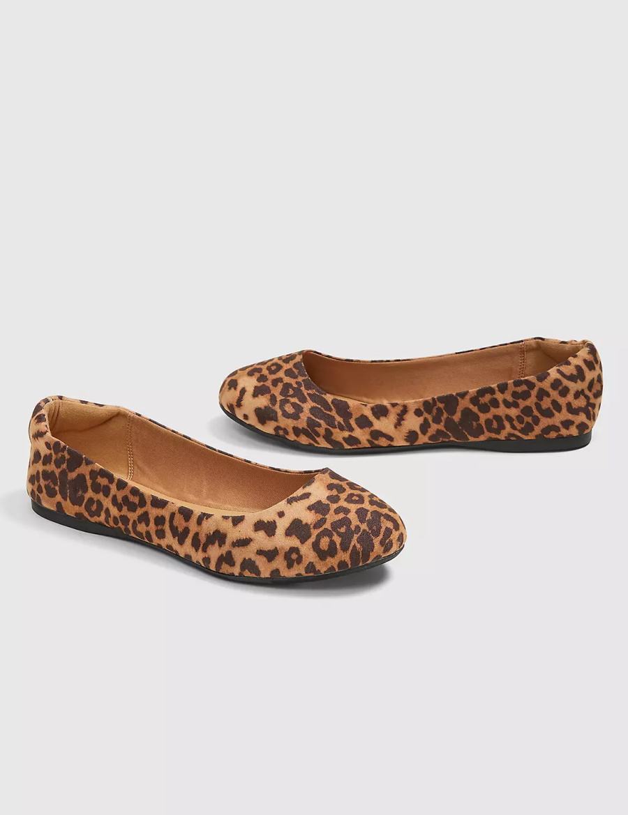 Lane Bryant Dream Cloud Round-Toe Flat - Leopard Print Women Ballet Flats Brown Black | VXP5041GR