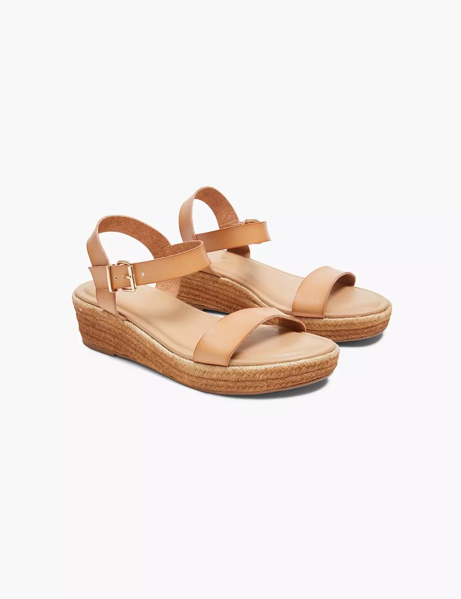 Lane Bryant Dream Cloud Single-Strap Ombre Espadrille Women Wedge Sandals Brown | EIH2620DA